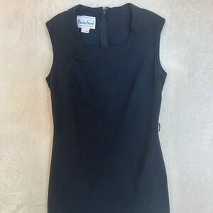 Vintage Black Sheath Square Neck Mini 1960s Bleeker Street Dress Size 10